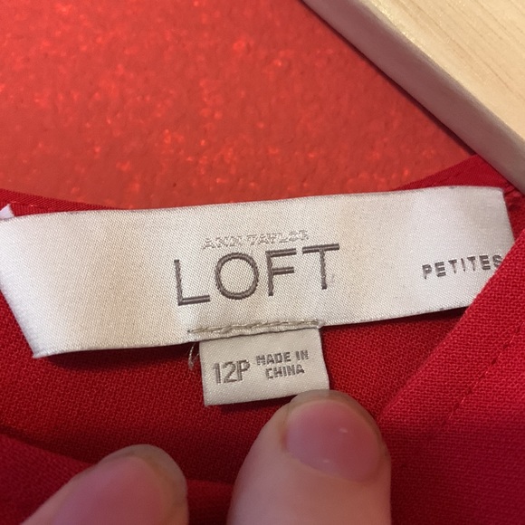 Loft Red Shift Dress with Decorative Seams - Picture 9 of 10